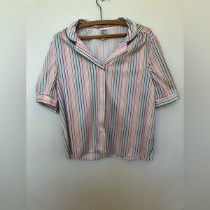 Vintage Ms. Tops California satin material striped shirt